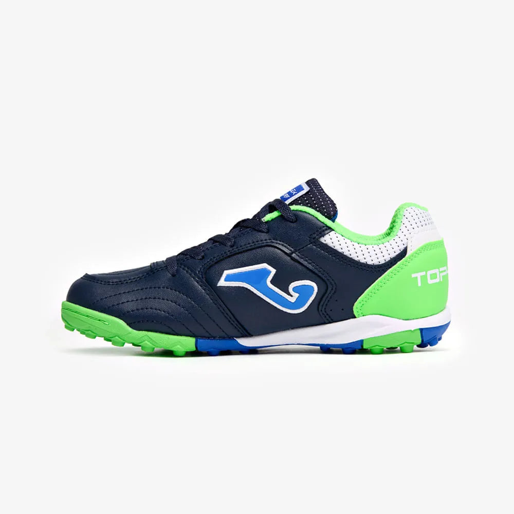 Chuteira de Society Joma Top Flex Infantil Azul Marinho e Verde