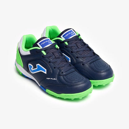Chuteira de Society Joma Top Flex Infantil Azul Marinho e Verde