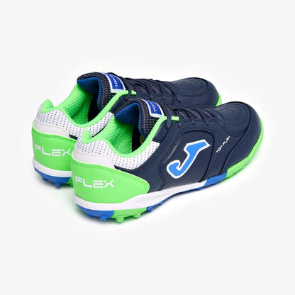 Chuteira de Society Joma Top Flex Infantil Azul Marinho e Verde