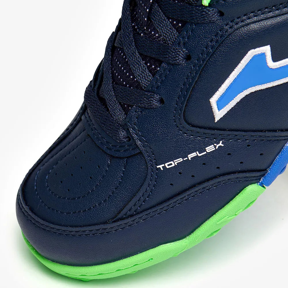 Chuteira de Society Joma Top Flex Infantil Azul Marinho e Verde